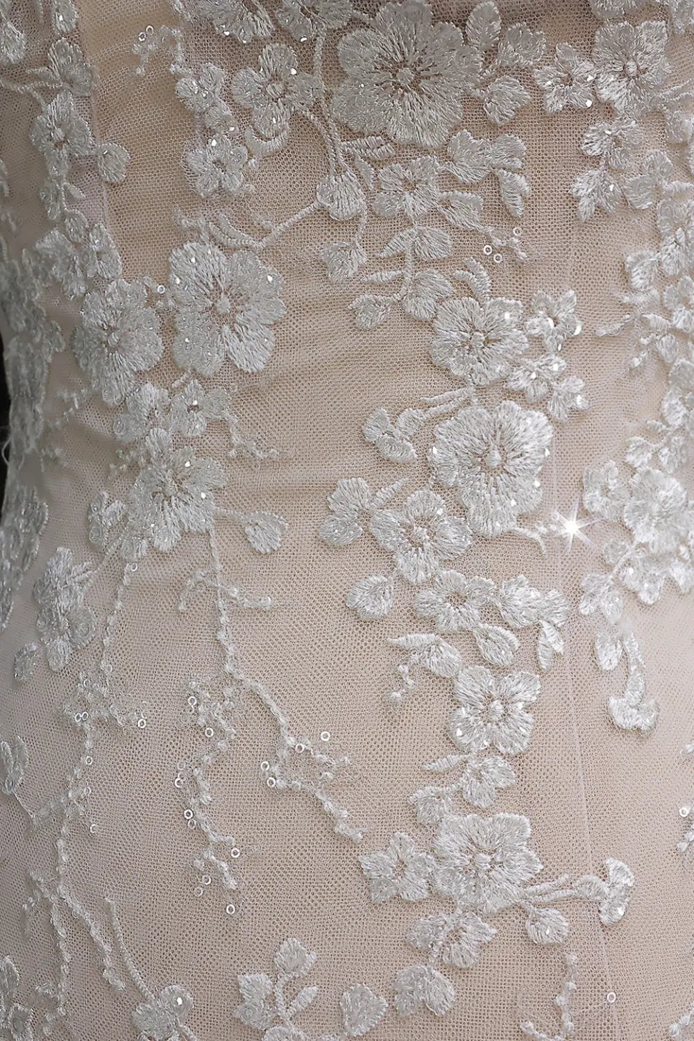 Ethereal 3D Floral Strapless Trumpet Wedding Dress SW657 Sheer Fairy