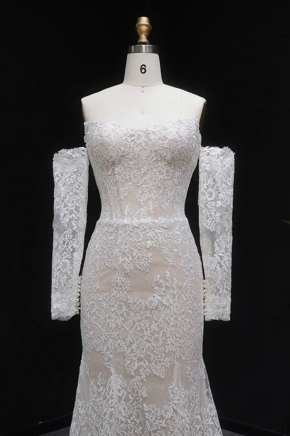 Strapless Mermaid Wedding Dress with Detachable Lace Sleeves SW658 Sheer Fairy