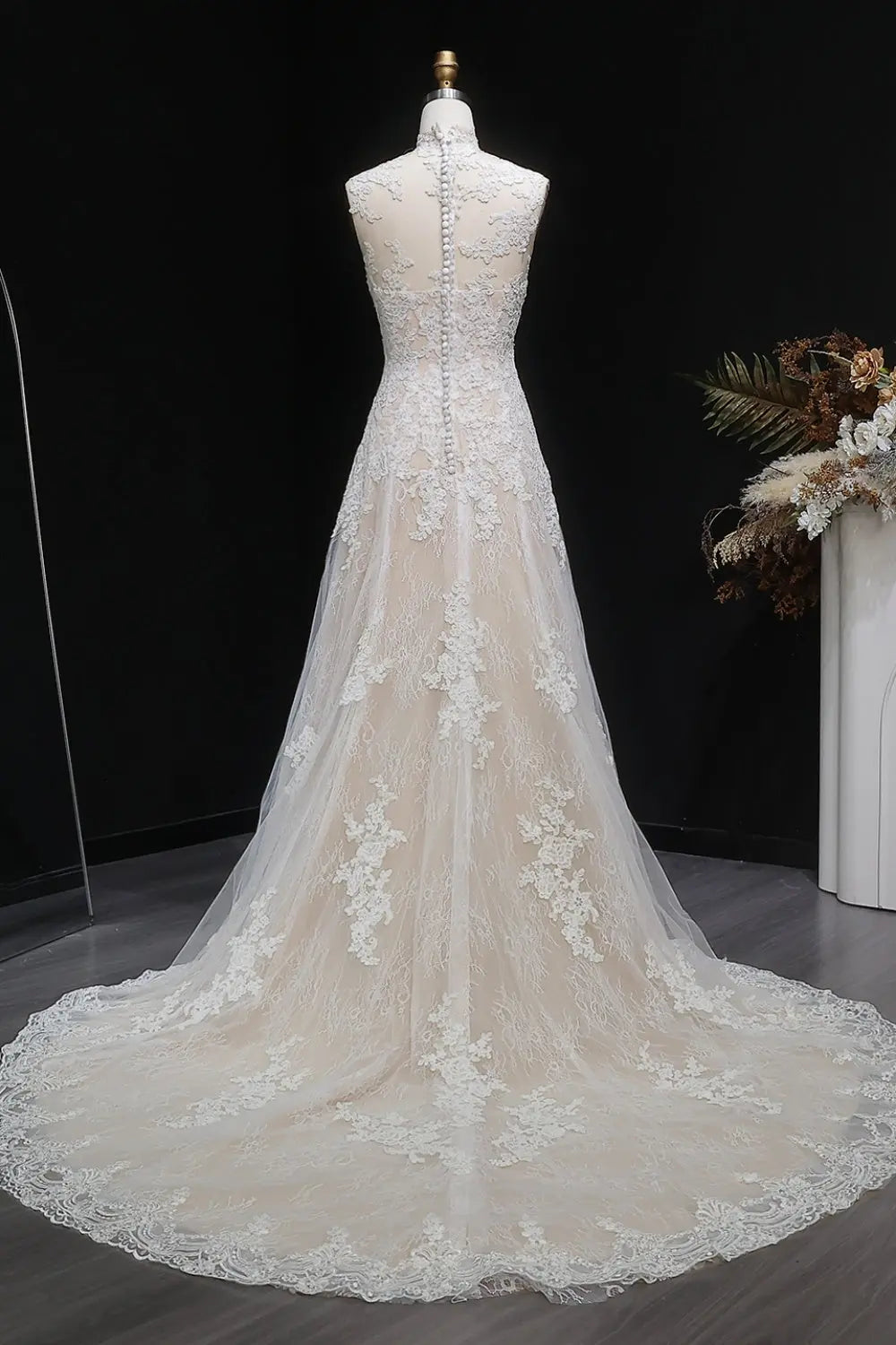 Elegant 3D Floral Strapless A-Line Wedding Dress SW659 Sheer Fairy