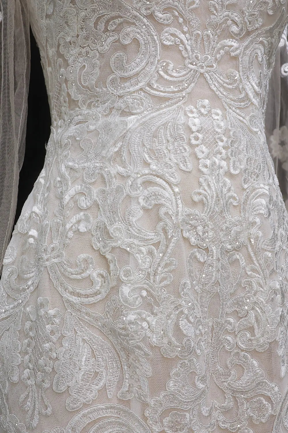 Long Sleeve Sequined Lace Bridal Mermaid Wedding Dress SW660 Sheer Fairy