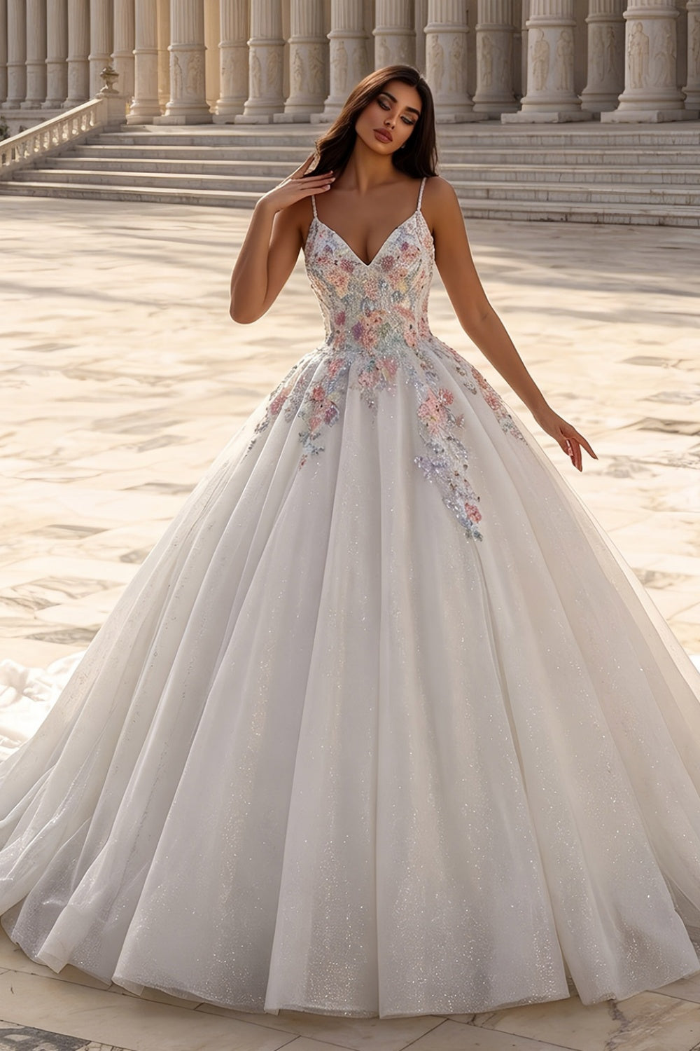 Illusion Neck Long Sleeve Lace A-Line Wedding Dress with Corset Lace-Up Back & Train SW709 Sheer Fairy
