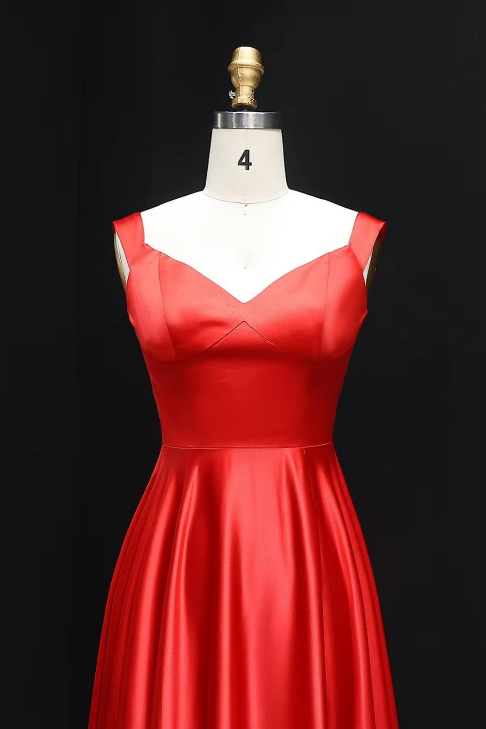 Crimson Red Satin Sweetheart A-Line Prom Dress SH289 Sheer Fairy