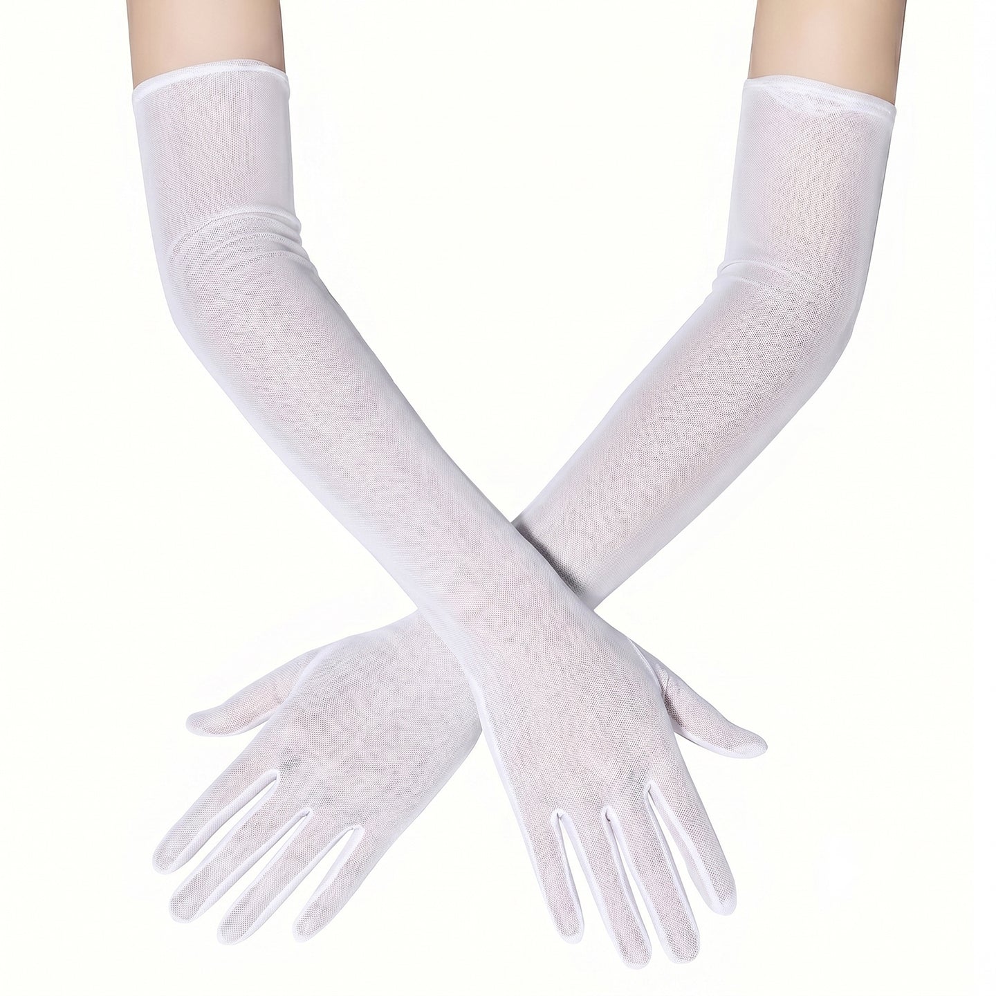 Long Sheer Tulle Elbow Gloves Wedding Bridal Prom Evening Formal Dresses GL002 SHEER FAIRY