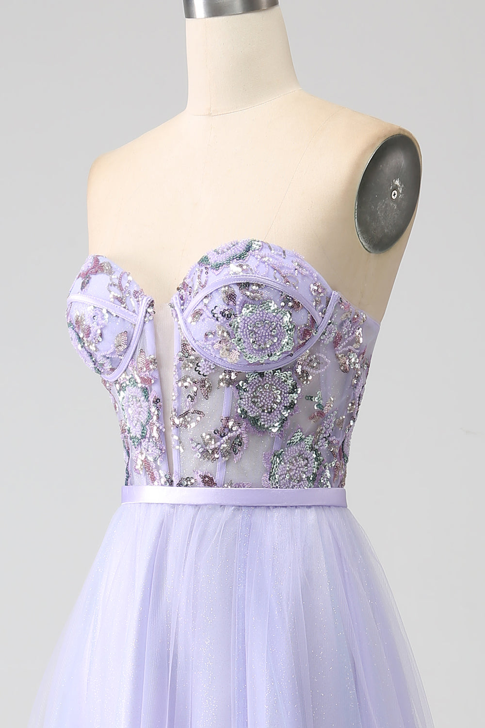 Enchanted Lilac Tulle Strapless Sweetheart Ball Gown SH483 Sheer Fairy