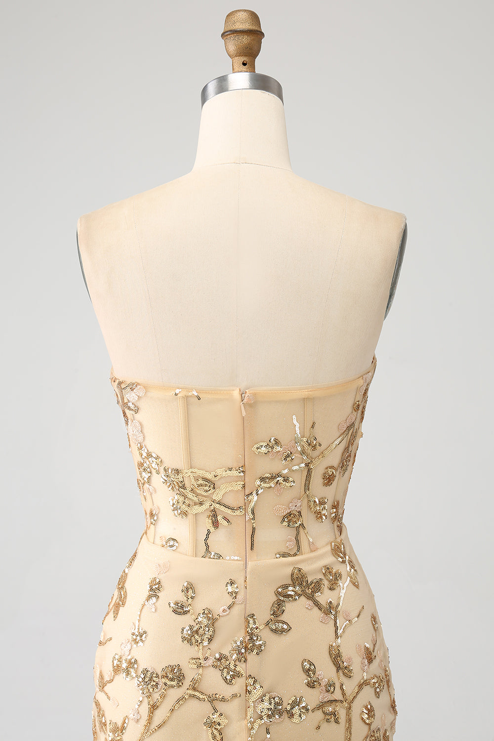 Gold Lace Sweetheart Mermaid Prom Dress SH486 Sheer Fairy