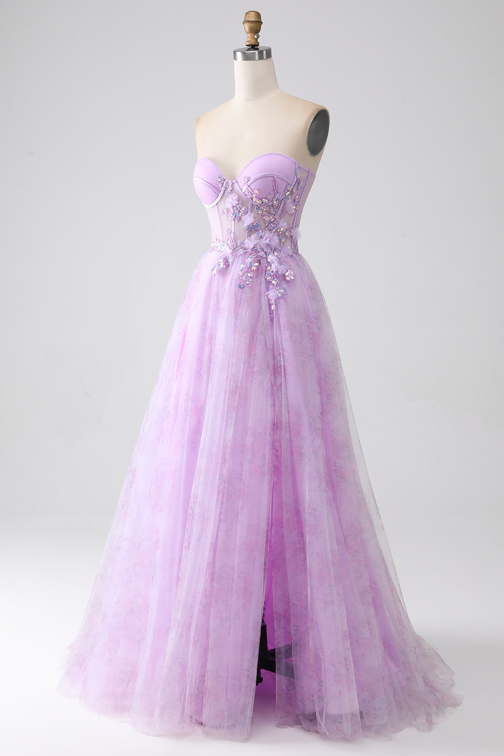 Lilac Tulle Ball Spaghetti Straps Sweetheart Gown Prom Dress SH466 Sheer Fairy