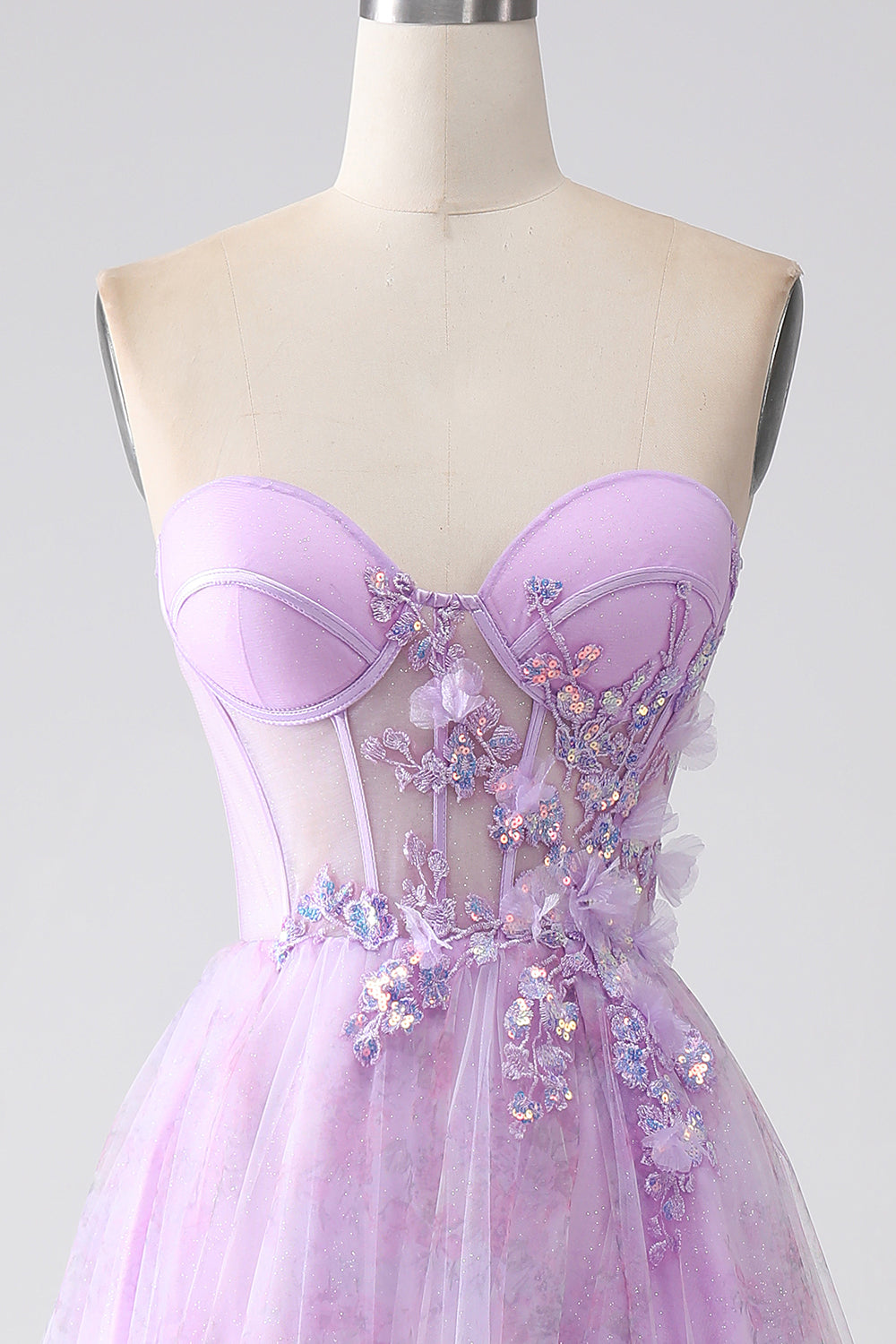 Lilac Tulle Ball Spaghetti Straps Sweetheart Gown Prom Dress SH466 Sheer Fairy