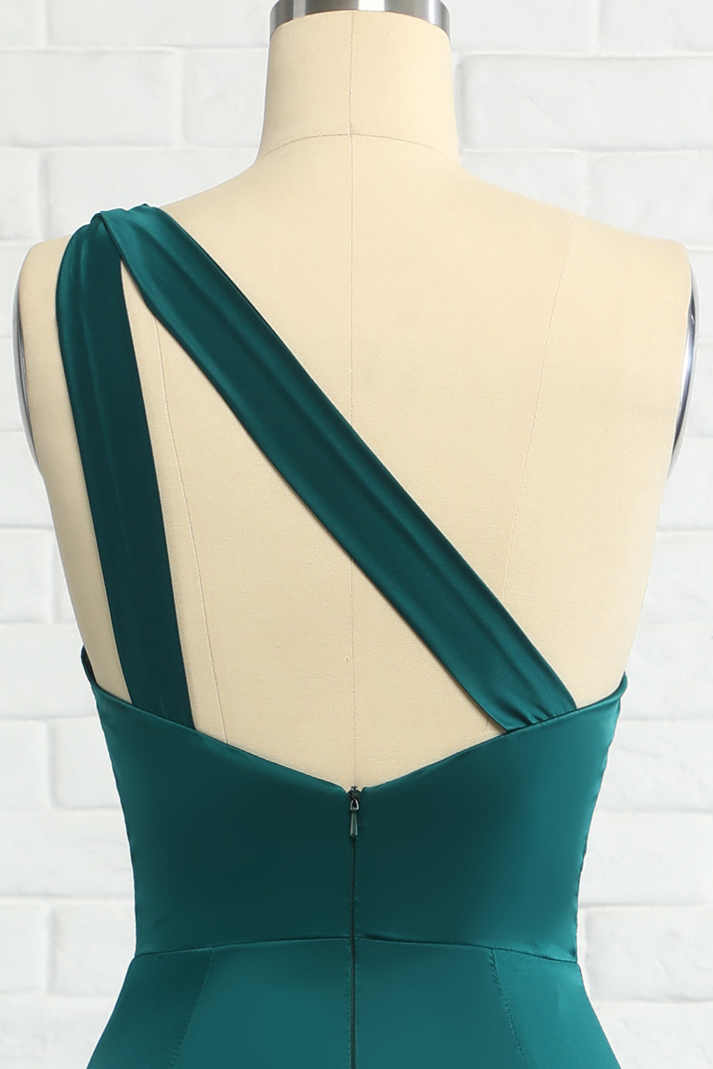 Emerald Green Satin One-Shoulder Mermaid Prom Dress SH444 Sheer Fairy
