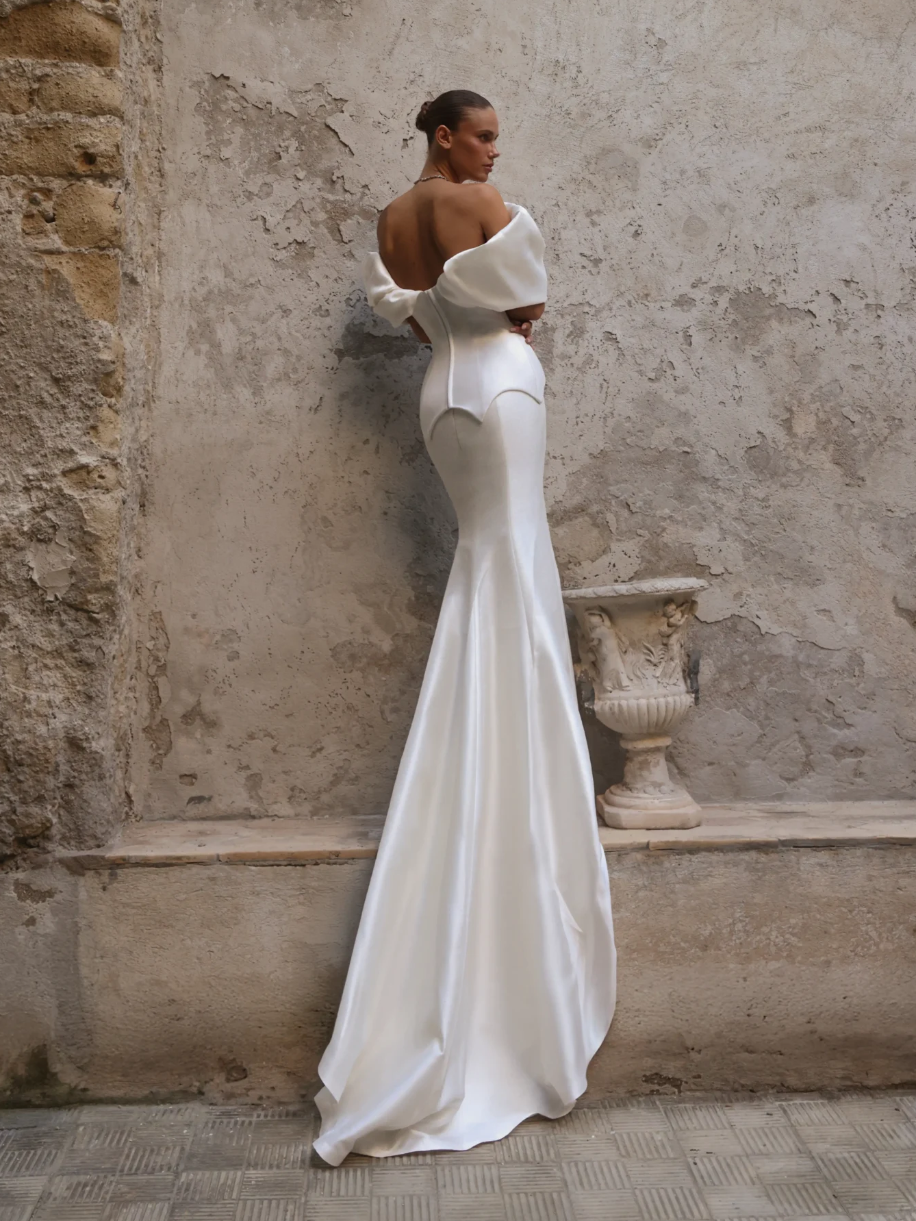 Off the Shoulder Sexy Mermaid Long Satin Wedding Bridal Dress SW178 SHEER FAIRY
