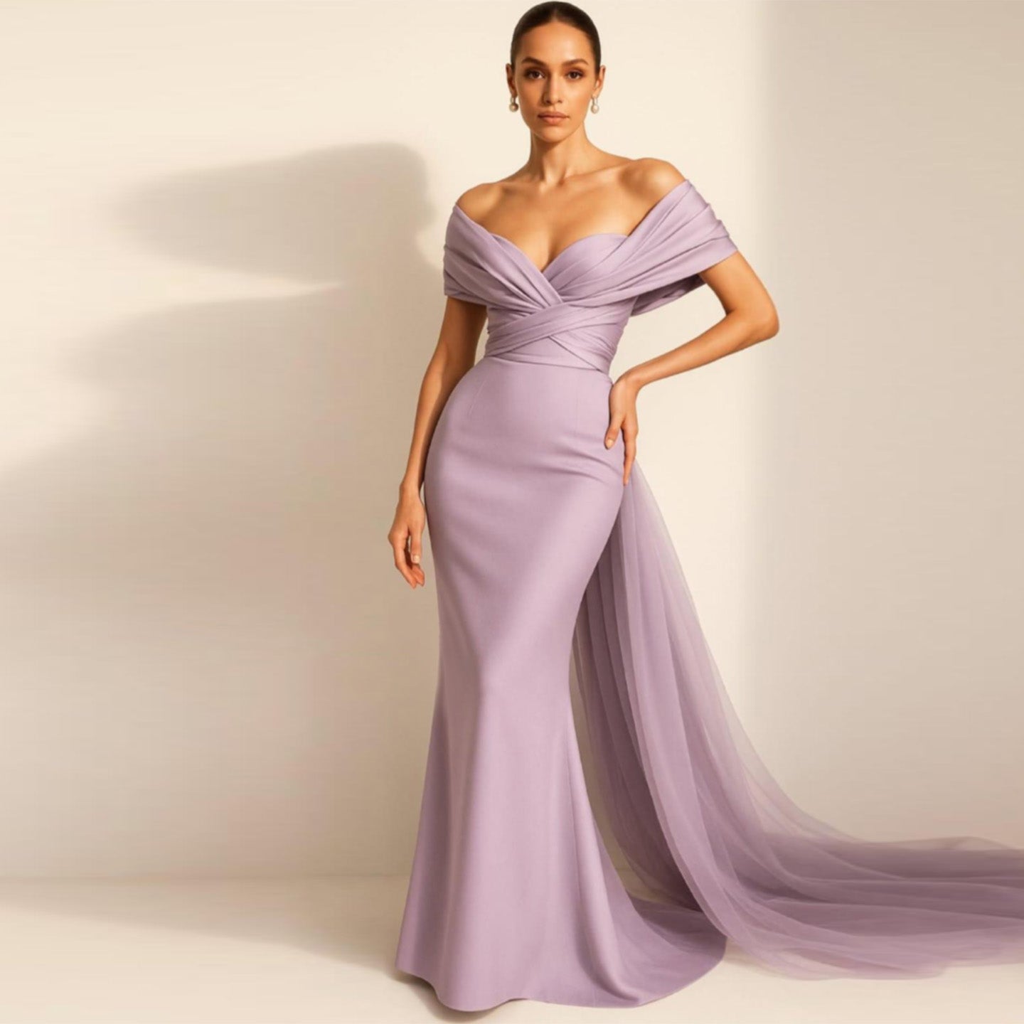 Lilac Satin Mermaid Sweetheart Evening Dress SF096