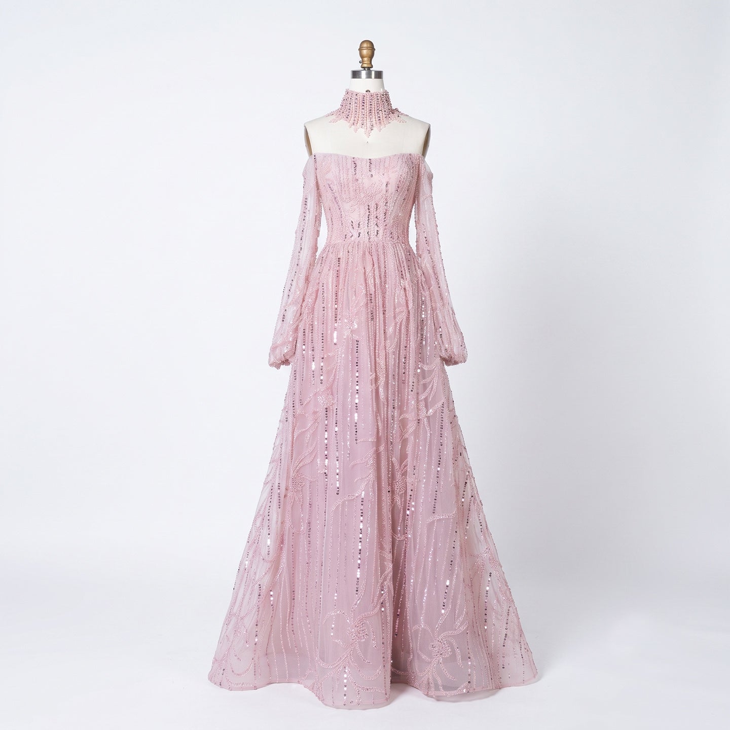 Sparkling Beaded A Line Evening Gown Long Cape Sleeves Glitzy Prom Dress SS059（副本） Sheer Fairy