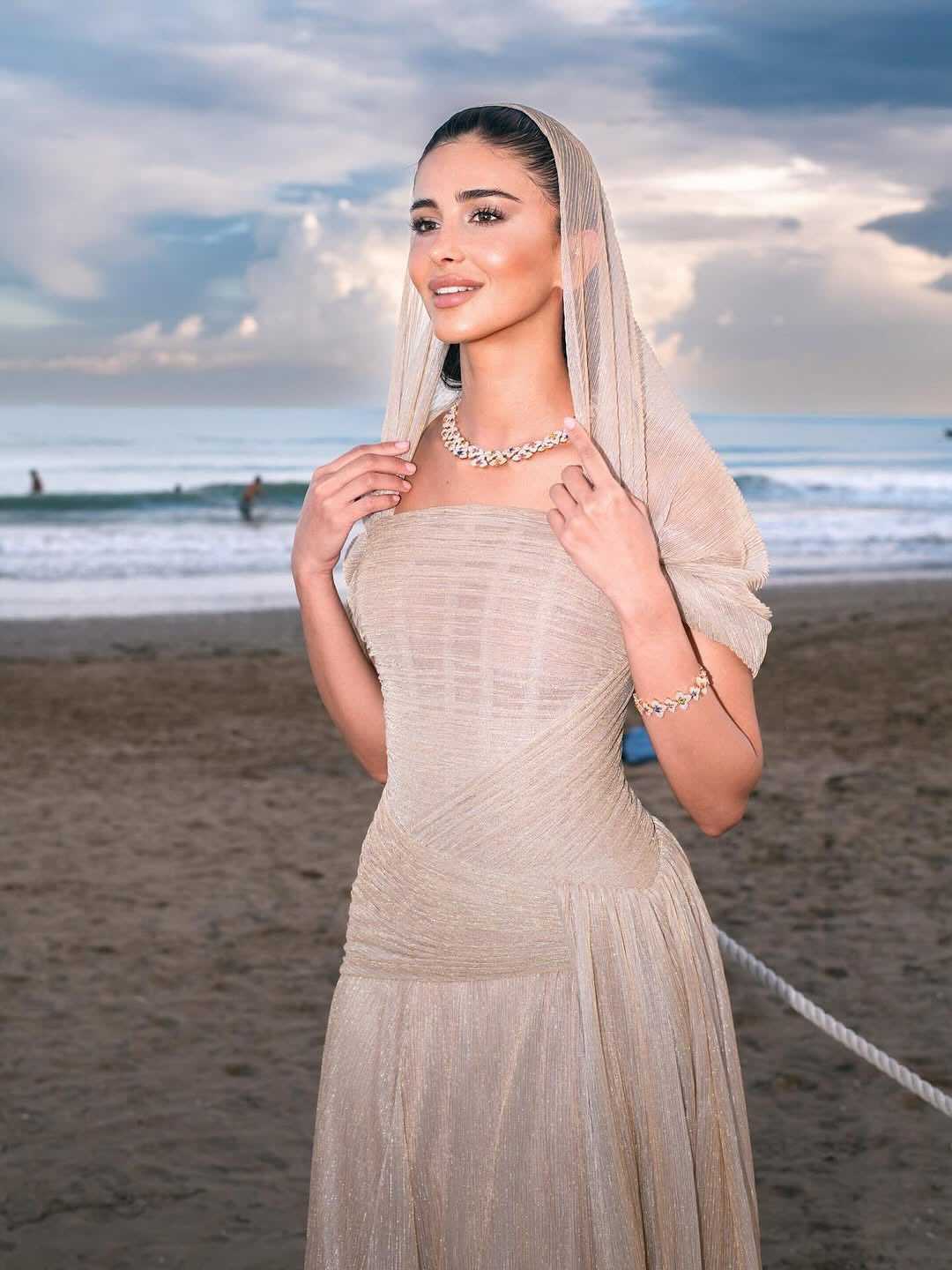 Champagne Tulle Ruched Square Neck Sheer Veil Evening Dress SF045 Sheer Fairy