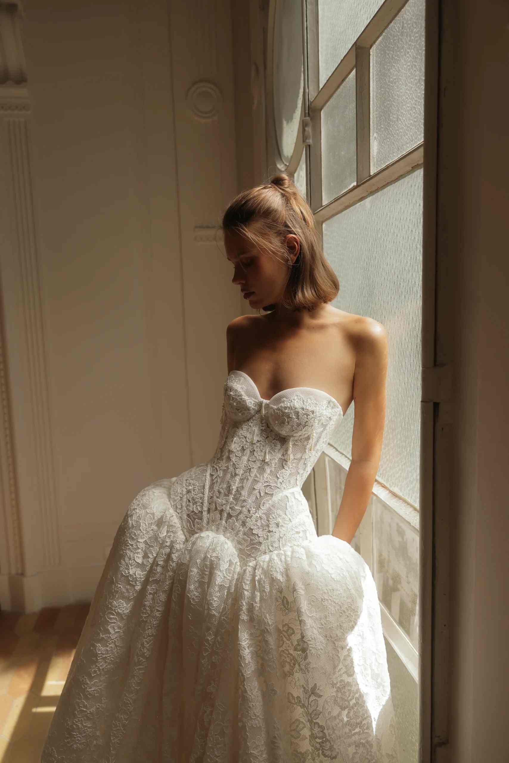Sexy Sweetheart Backless Long Lace Wedding Dress SW193 Sheer Fairy