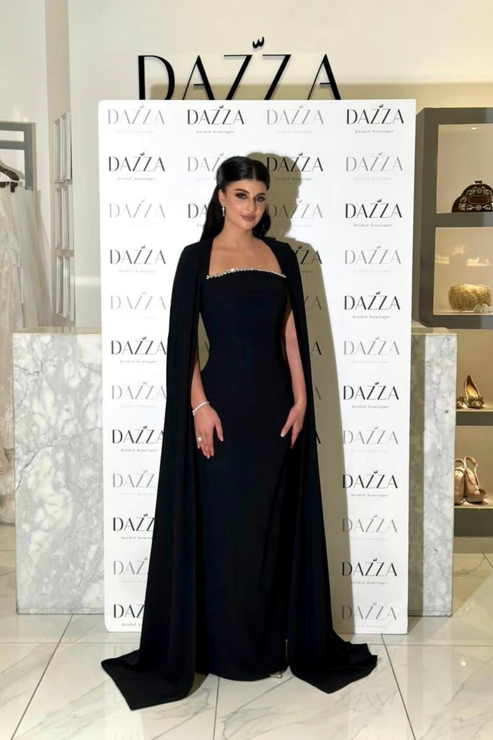 Elegant Blue Mermaid Evening Dress with Cape Sleeves SF486 Sheer Fairy