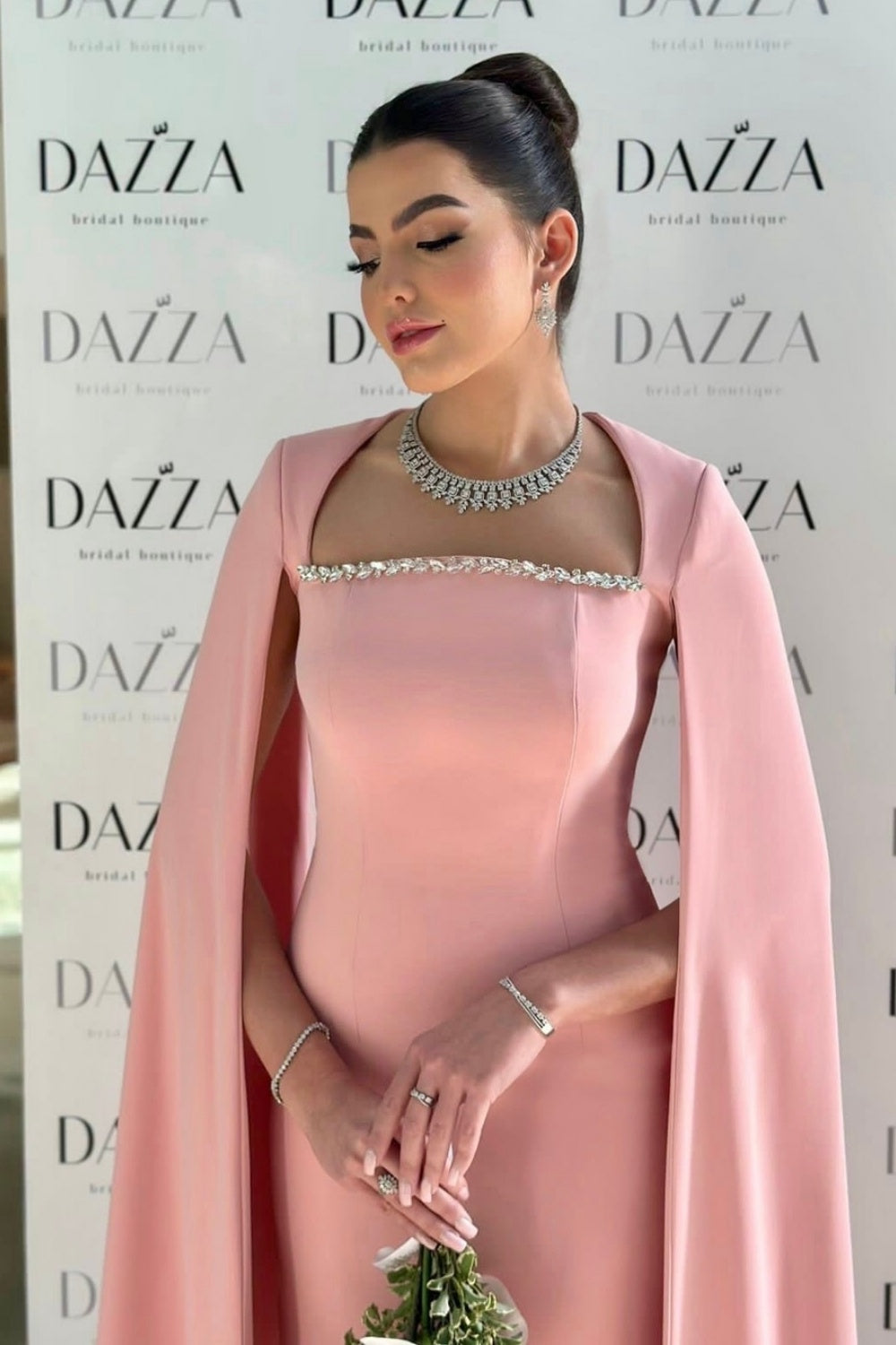 Elegant Blue Mermaid Evening Dress with Cape Sleeves SF486 Sheer Fairy