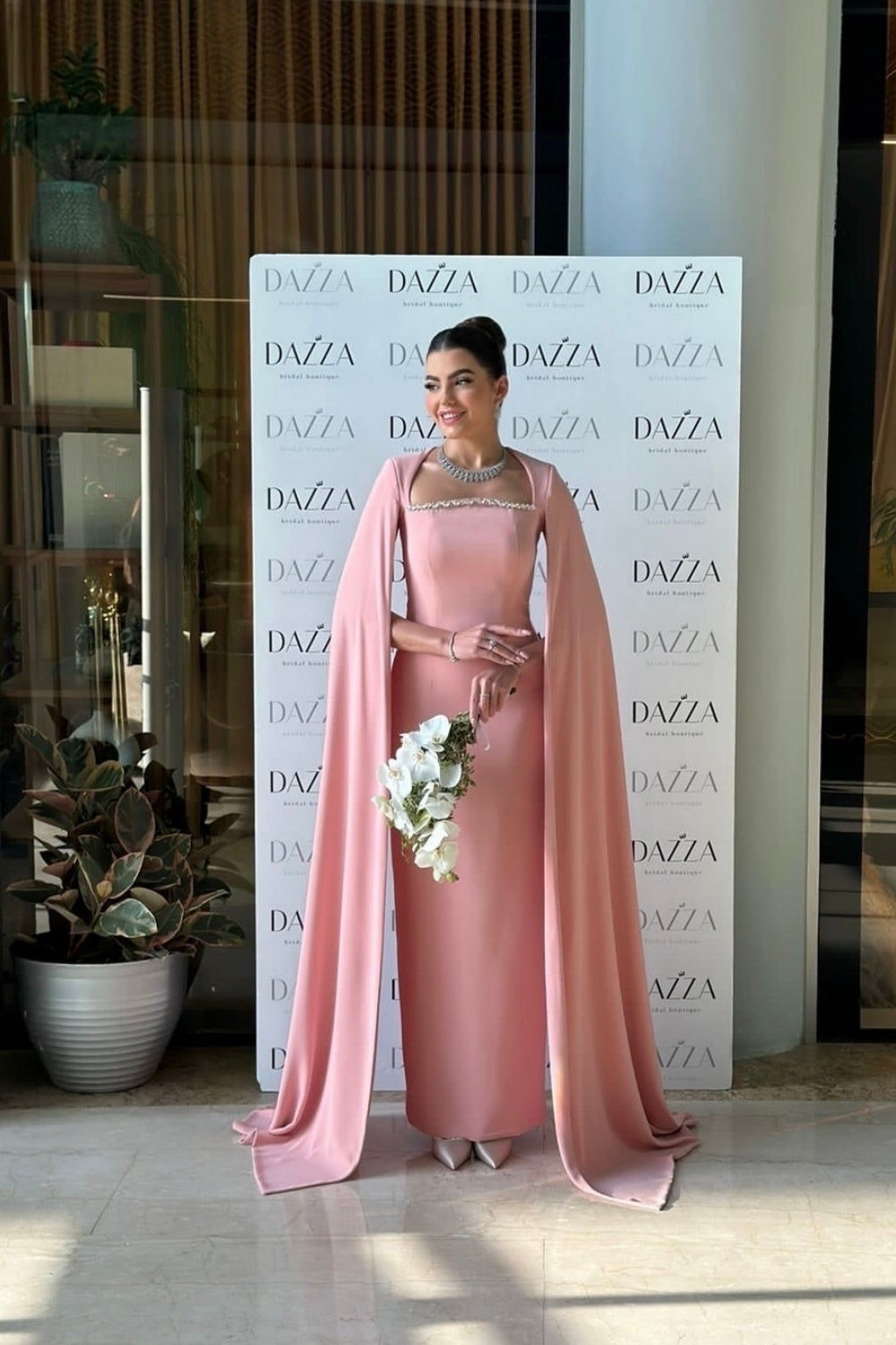 Elegant Blue Mermaid Evening Dress with Cape Sleeves SF486 Sheer Fairy