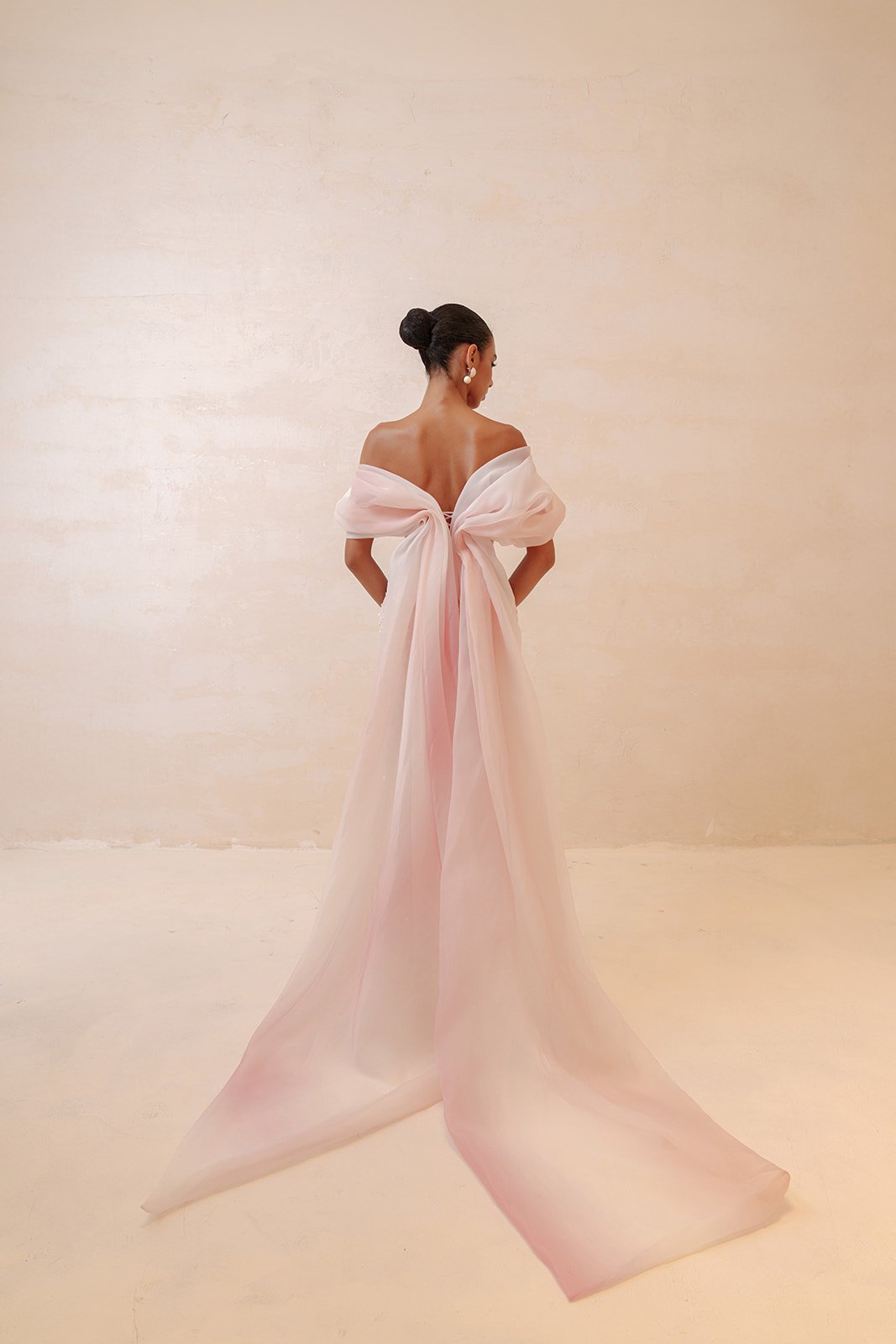 Blush Pink Off-the-Shoulder 3D Floral Beaded Mermaid Evening Gown with Tulle Overlay SS519 Sheer Fairy