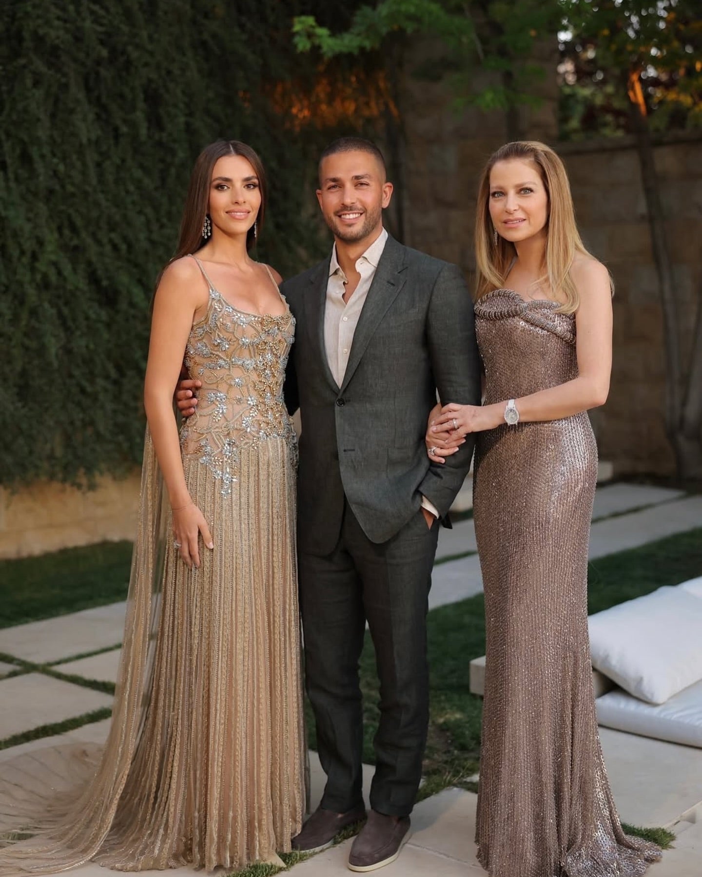 Champagne Beaded Sheer Corset Evening Gown with Draped Cape & Pleated Skirt SS538 Sheer Fairy