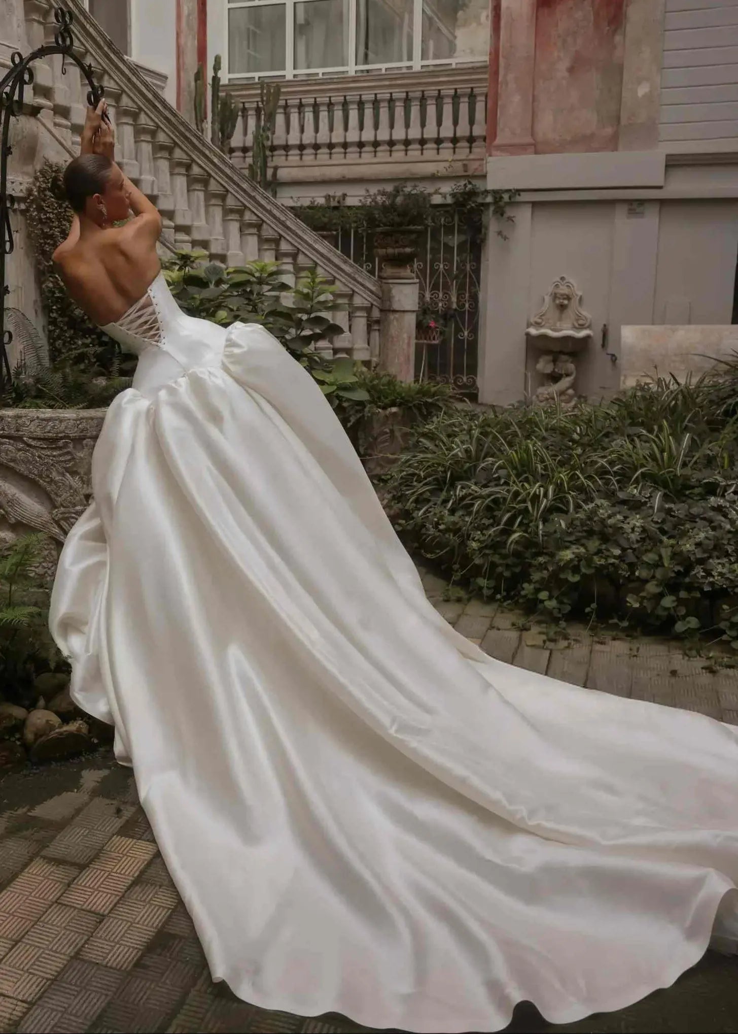 Satin Ball Gown Wedding Dress with Corset Bodice SW191 Sheer Fairy