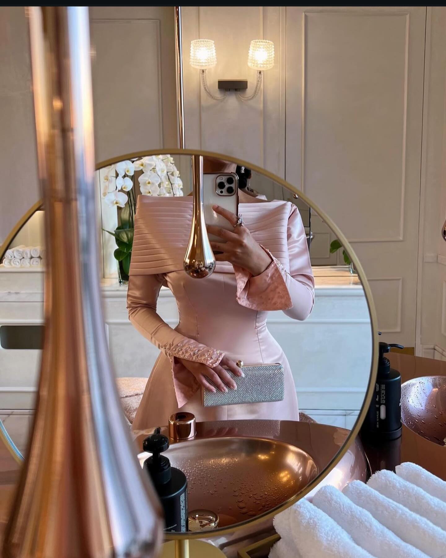 Pink Off-Shoulder Satin Beaded Sheath Evening Dress SF288