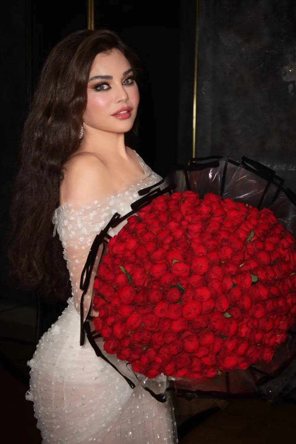 White Beaded Mermaid Off-the-Shoulder Long Sleeve Evening Dress SF468 Sheer Fairy