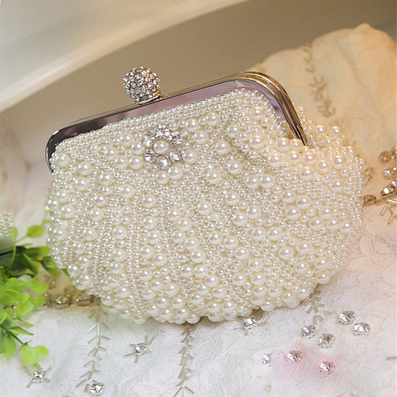 Vintage Beaded Pearl Bridal Evening Clutch Bag HB040 Sheer Fairy