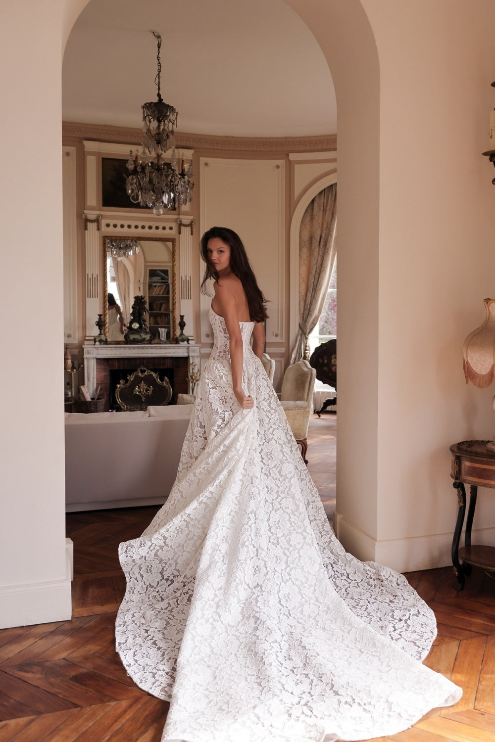 Elegant Romantic Lace Corset A-Line Wedding Dress SW077 Sheer Fairy