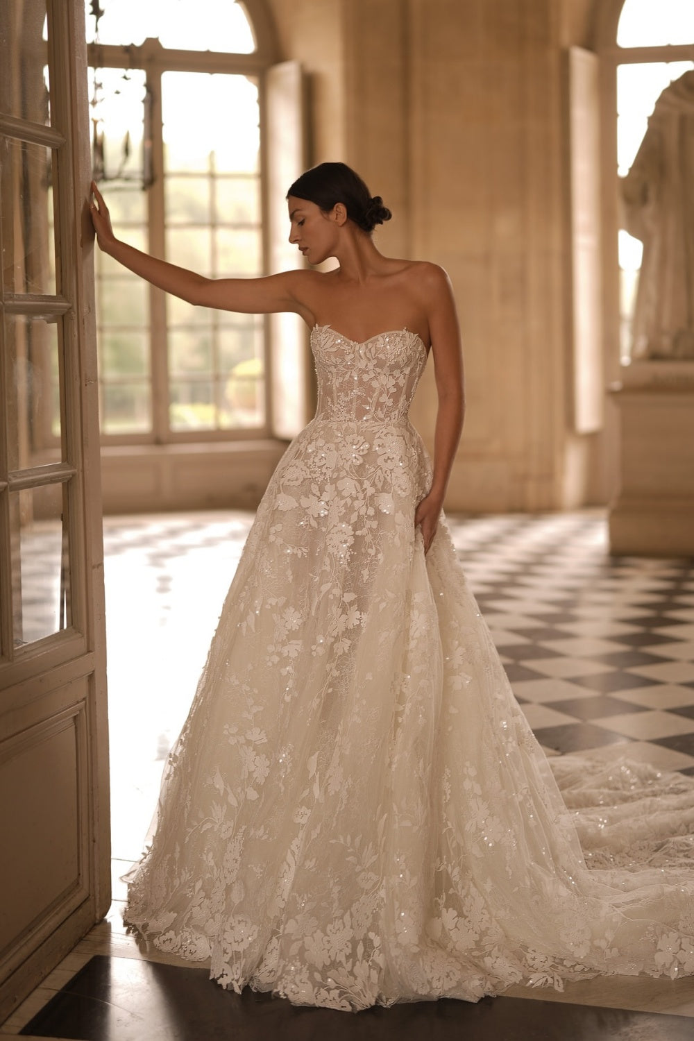 Elegant Strapless Lace Ball Gown Wedding Dress SW081 Sheer Fairy