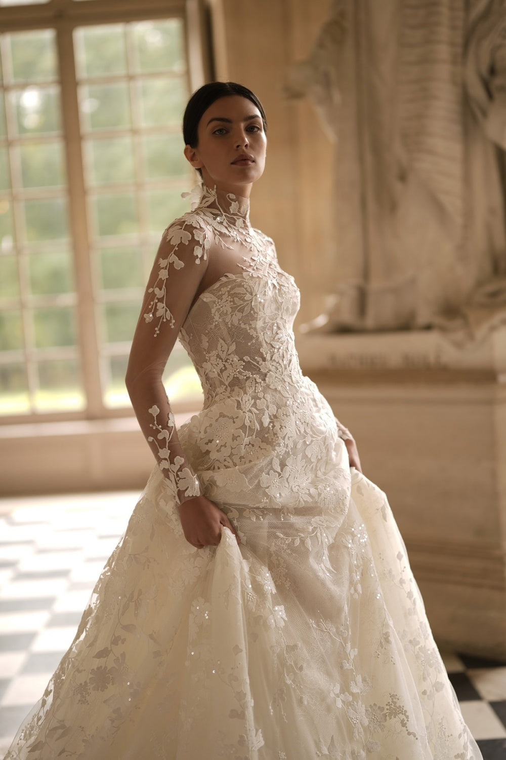 Elegant Strapless Lace Ball Gown Wedding Dress SW081 Sheer Fairy