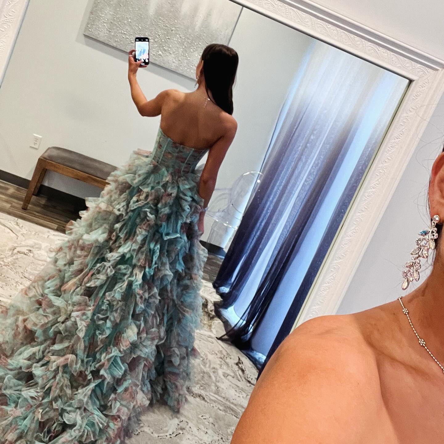 Multi-Color Ruffled Tulle Strapless A-Line Prom Dress SH153 - SHEER FAIRY