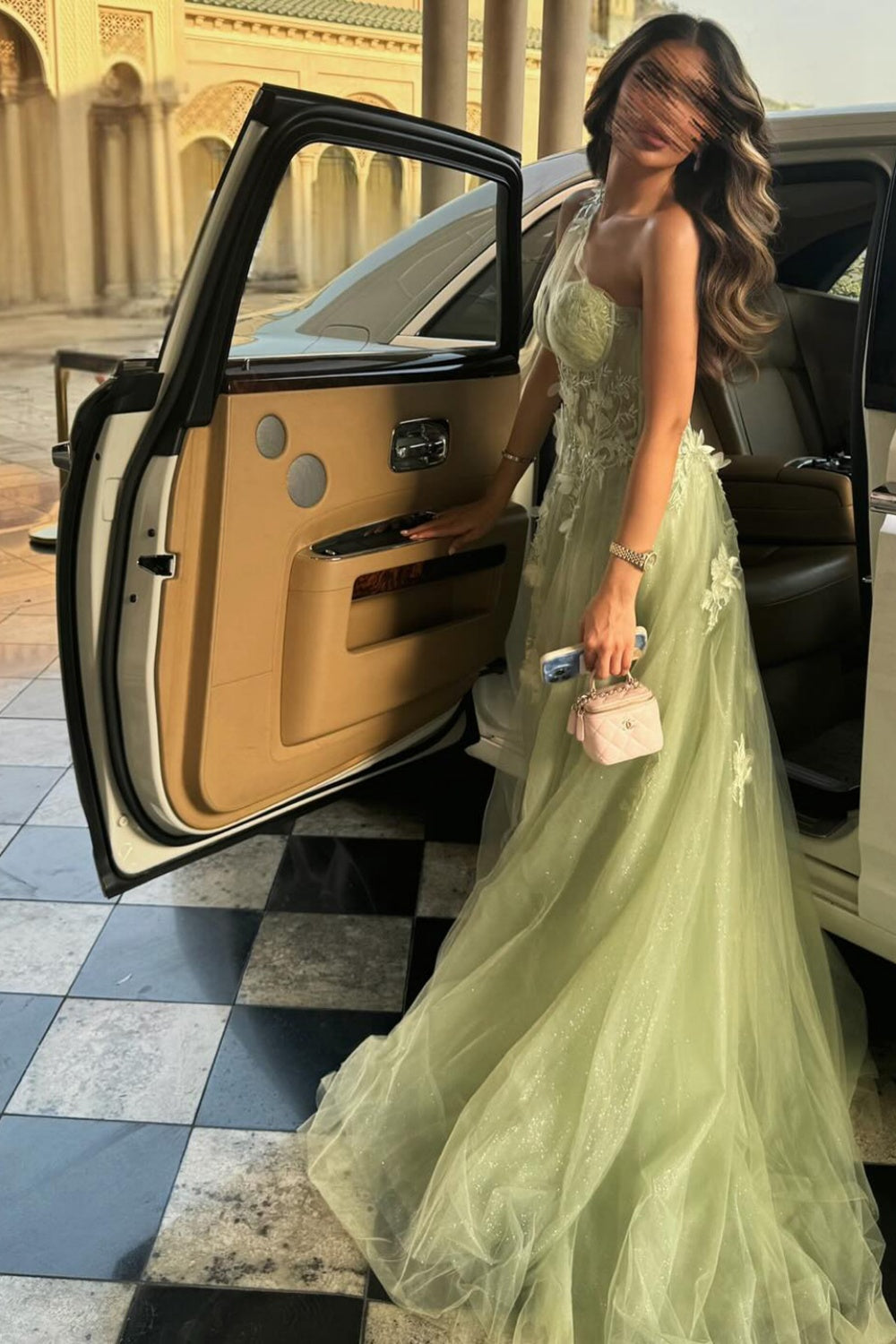 Tulle Ballgown One-Shoulder Prom Dress with 3D Floral SH212 Sheer Fairy