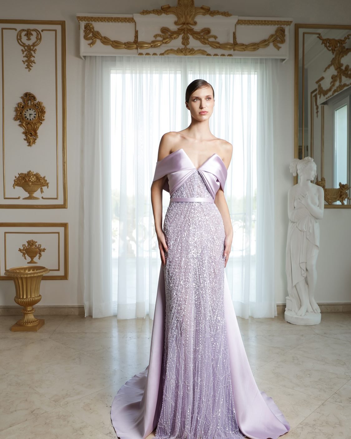 Lilac Modest Evening Dress with Satin Cape Overlay & Crystal Beaded SS624 Sheer Fairy