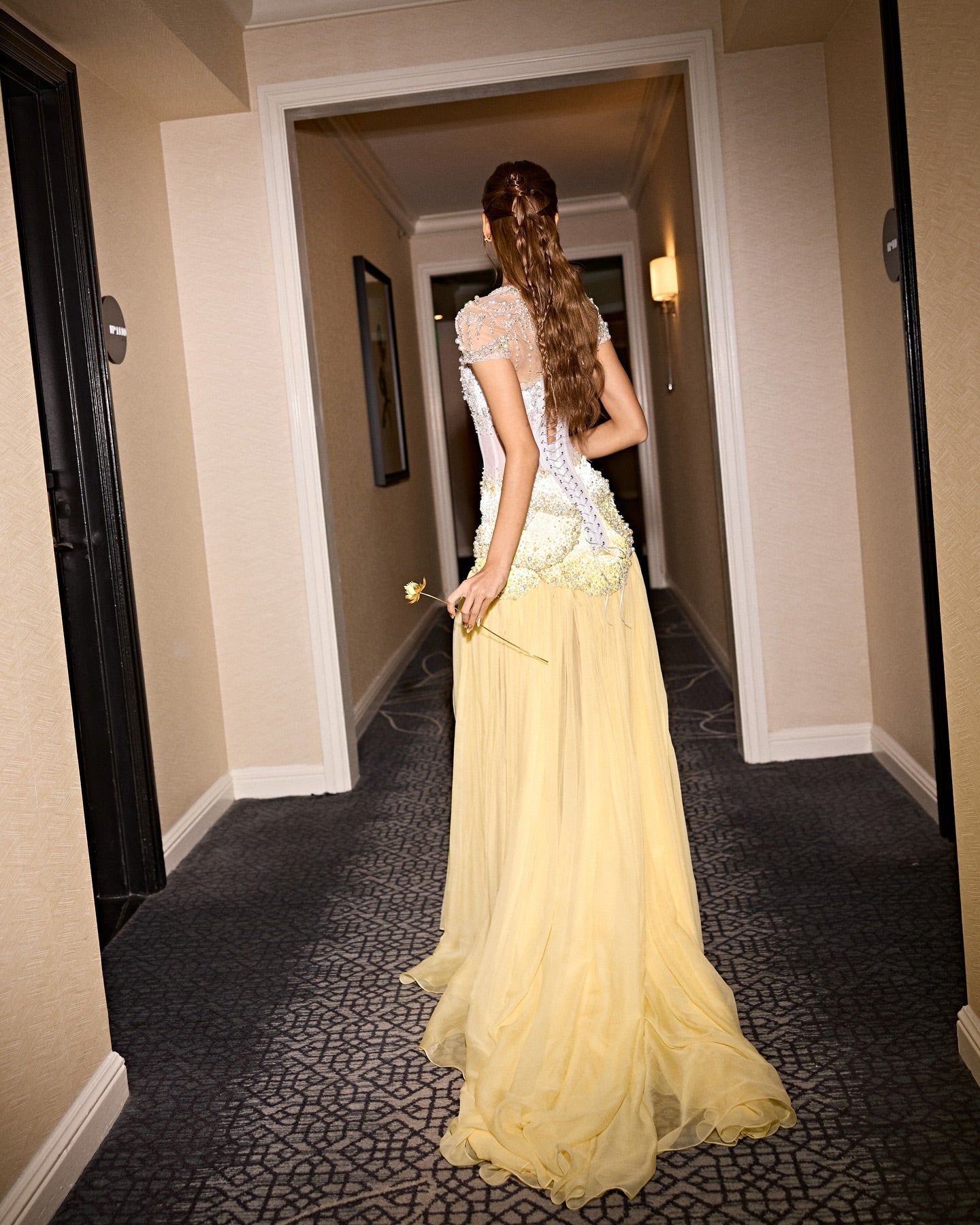 Luxury Blue Beaded Formal Evening Gown with Bell Sleeves SS286 Sheer Fairy