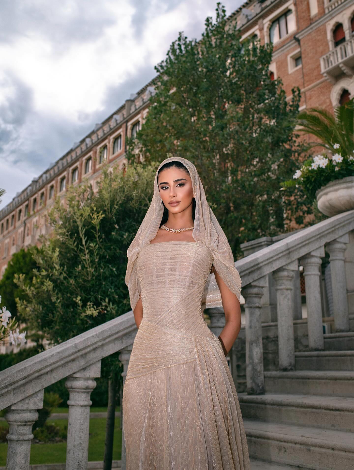 Champagne Tulle Ruched Square Neck Sheer Veil Evening Dress SF045 Sheer Fairy