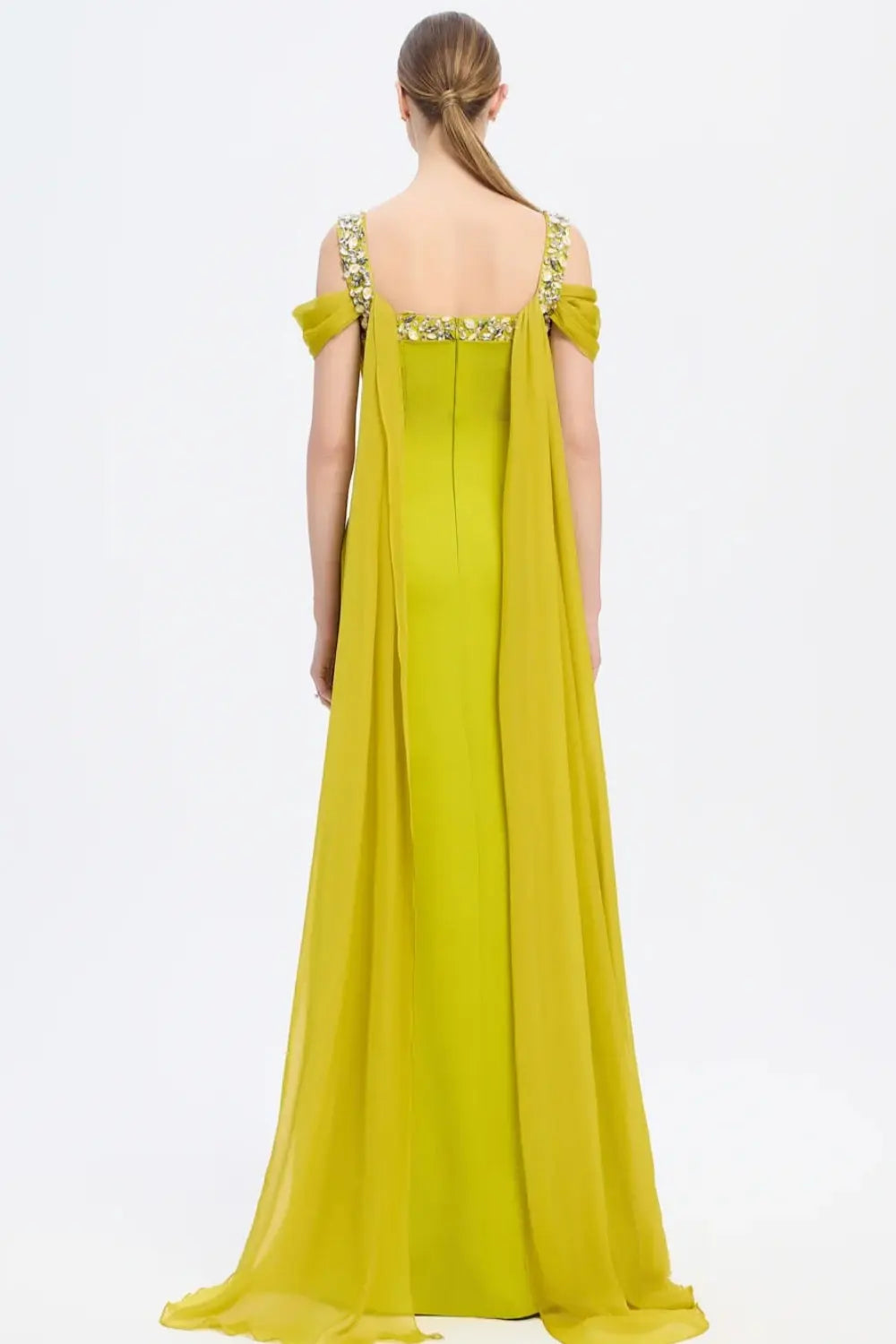 Crystal Trimmed Satin Formal Sheath Evening Dress SF402 Sheer Fairy