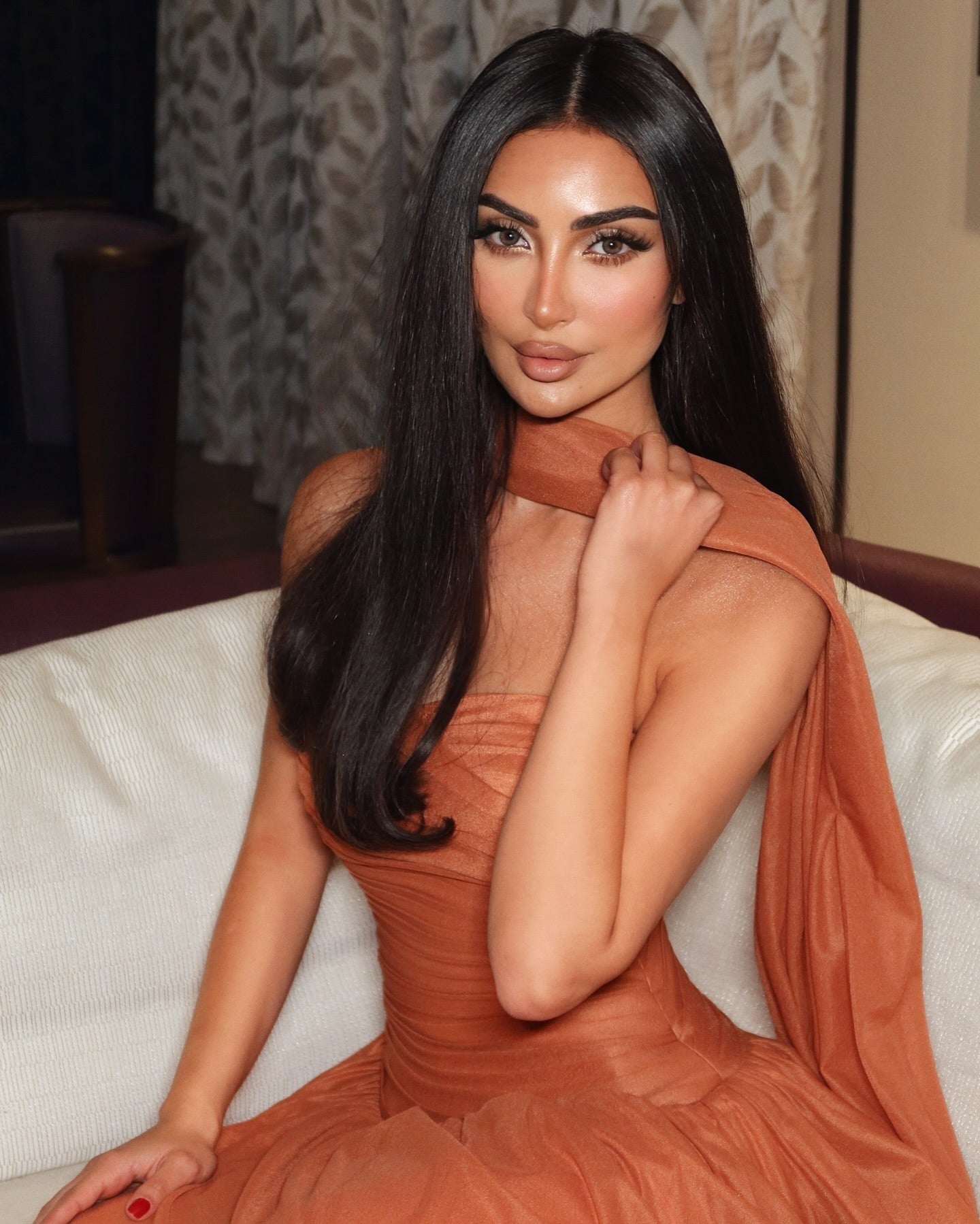 Elegant Orange Chiffon Sexy Backless Long Prom Dress Gown with Cape SF568 Sheer Fairy