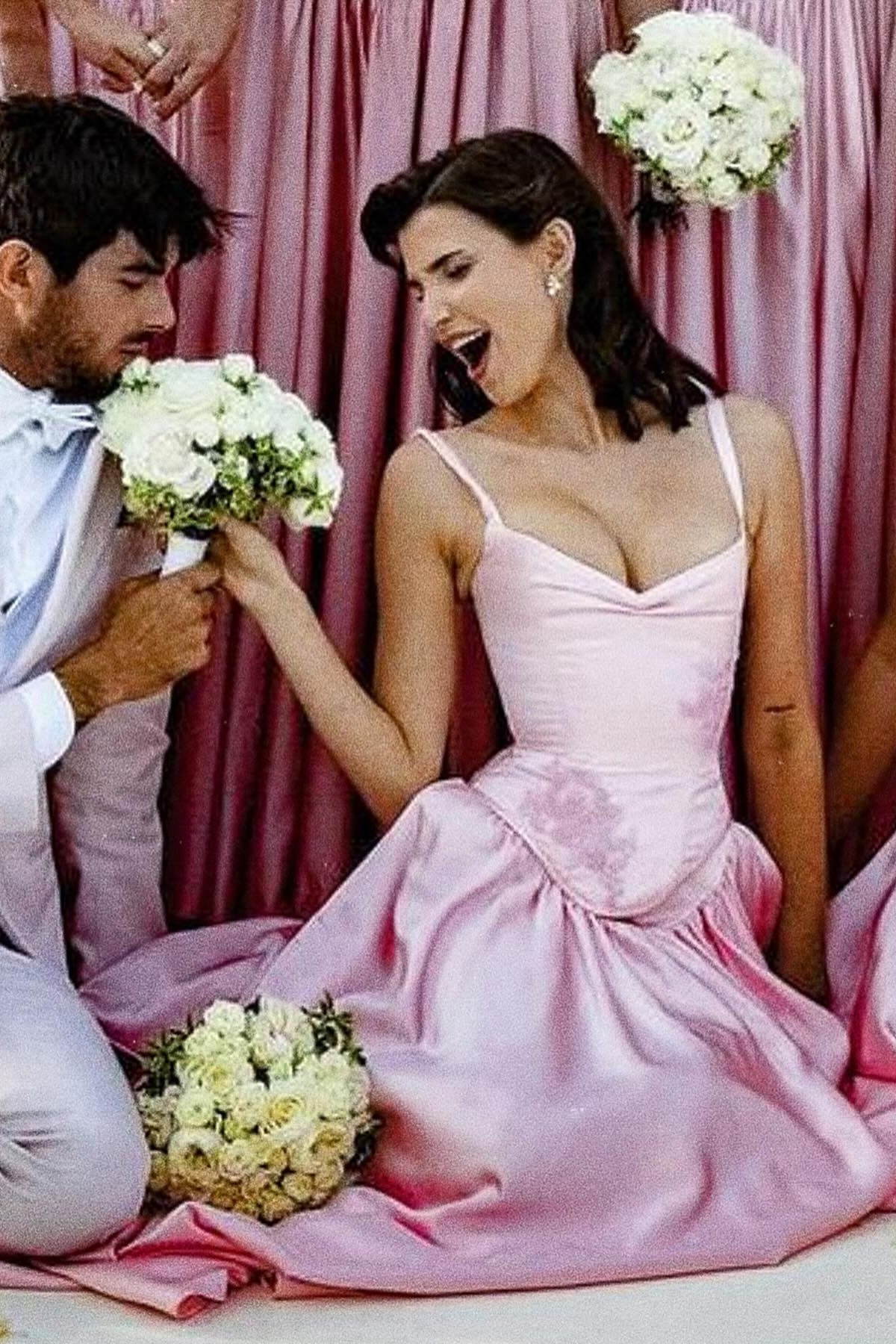 Simple Pink Satin Sweetheart Spaghetti Strap A-Line Evening Dress SF450 Sheer Fairy