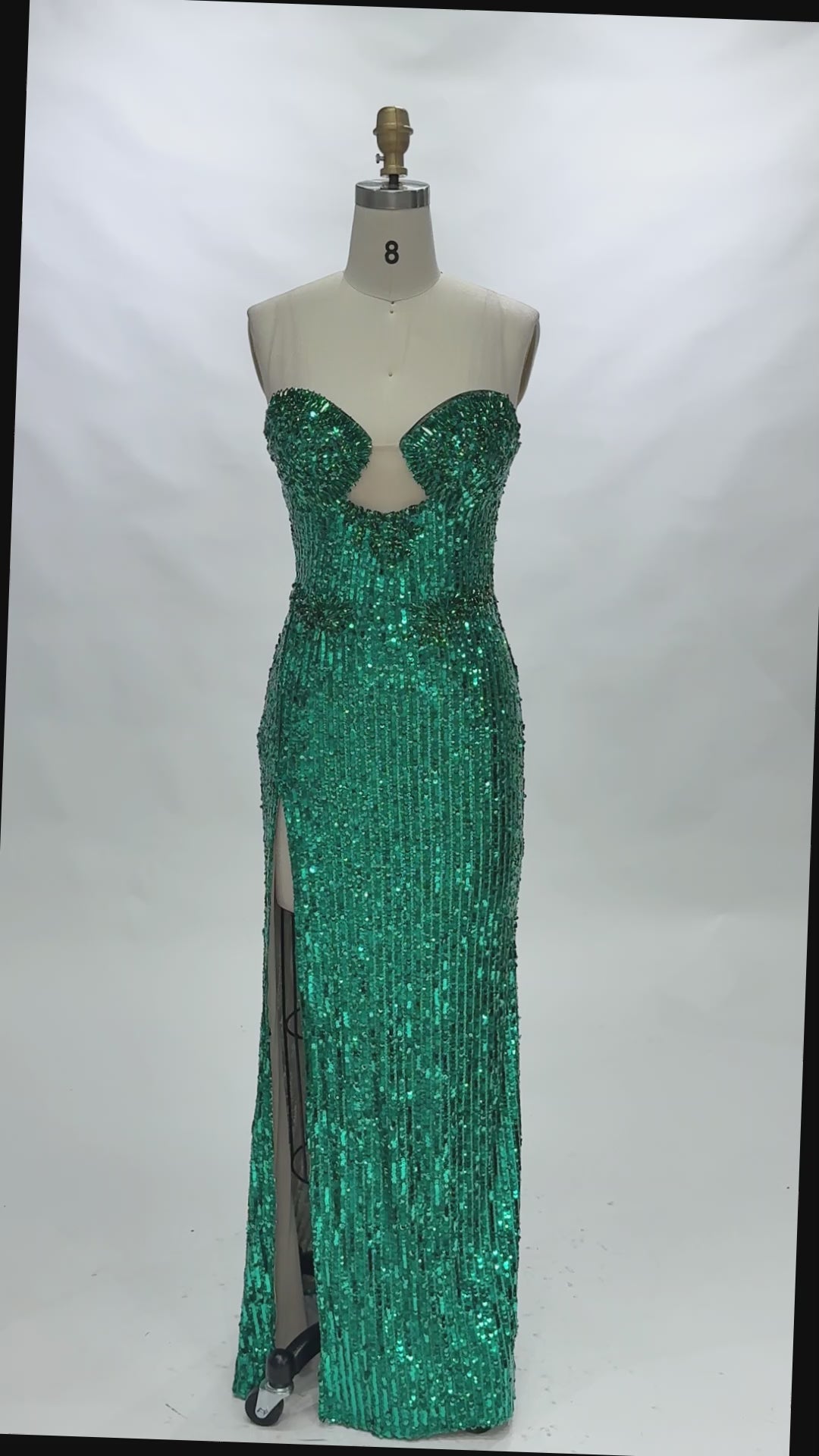 Video laden: Green Strapless Sequin Formal Evening Dress ST099