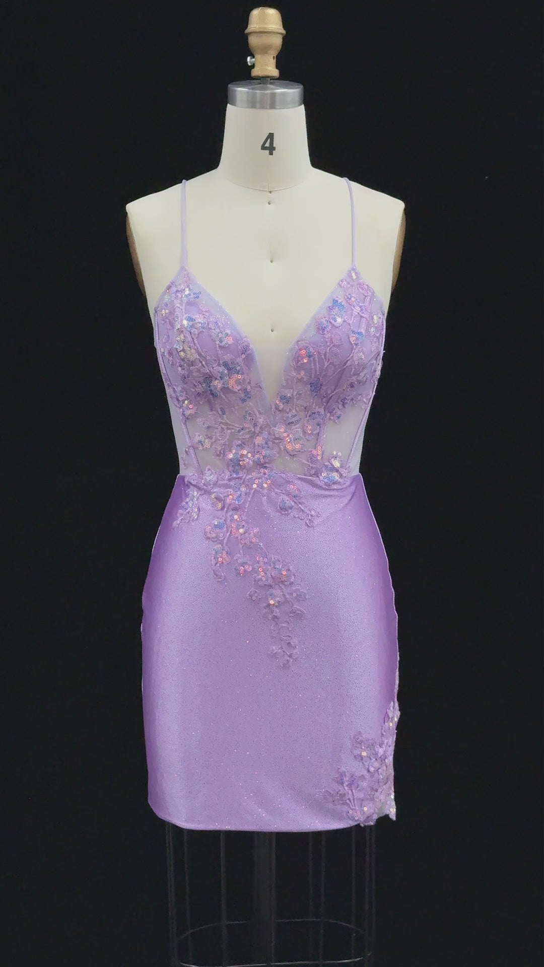 Load video: Chic Purple Spaghetti Strap Homecoming Dress