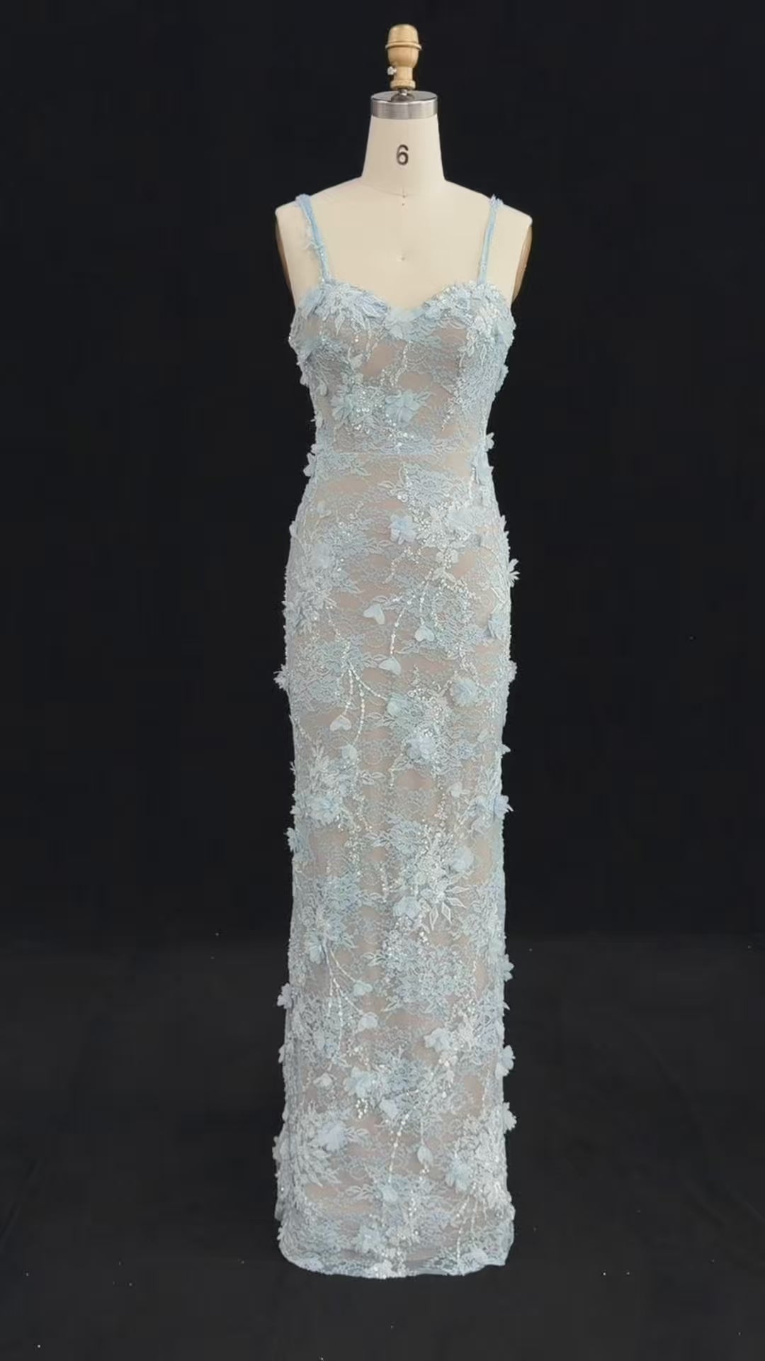 Video laden: Blue Sequined Beaded Mermaid Sleeveless Prom Dress SF523