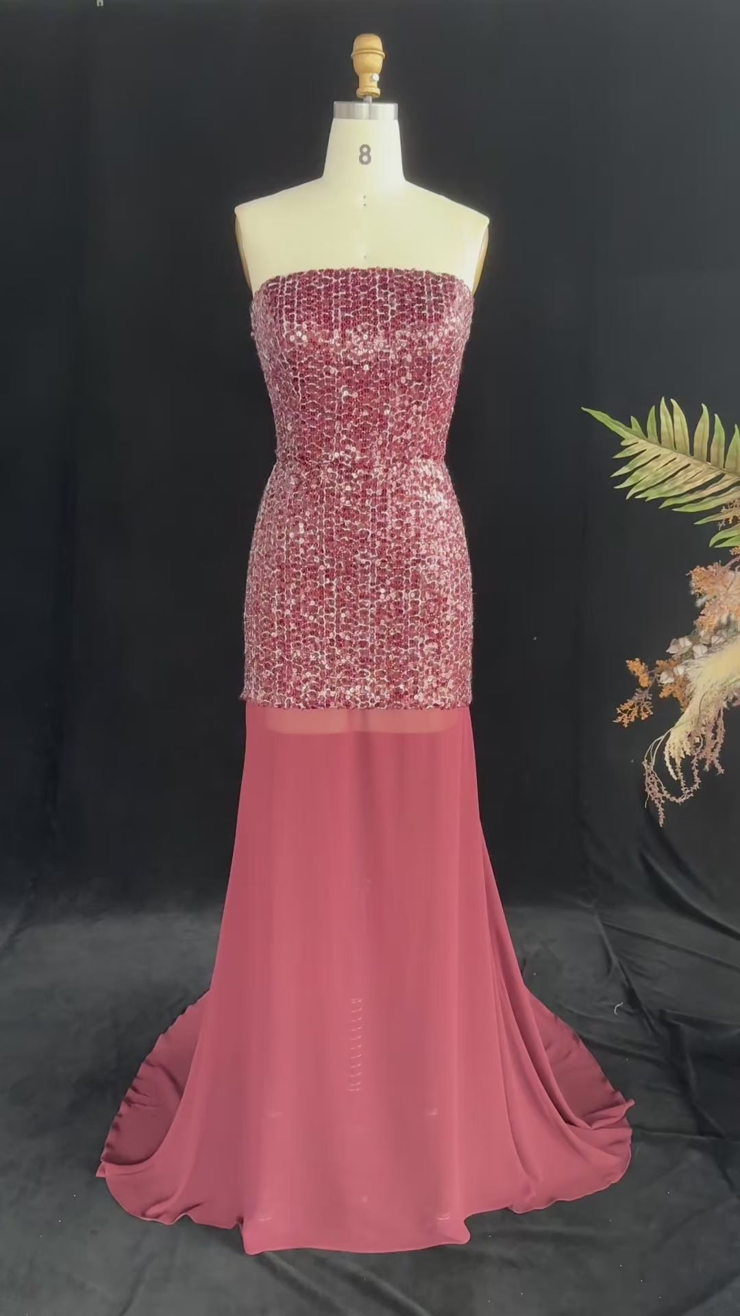 Video laden: Chocolate Brown Two-Piece Sequin Mermaid Evening Dress SF442