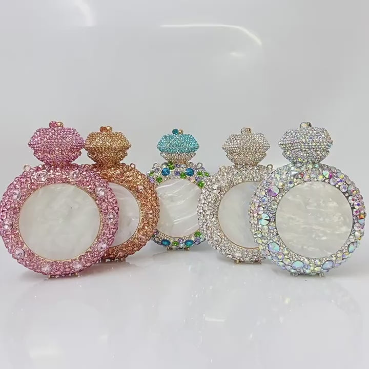 Cargar vídeo: Luxury Round Gemstone Rhinestone Evening Clutch Bag HB032