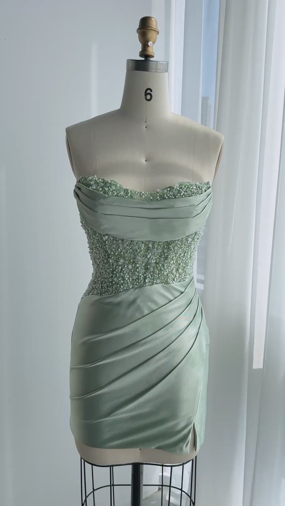 Load video: Exquisite Green Strapless Short Homecoming Dress
