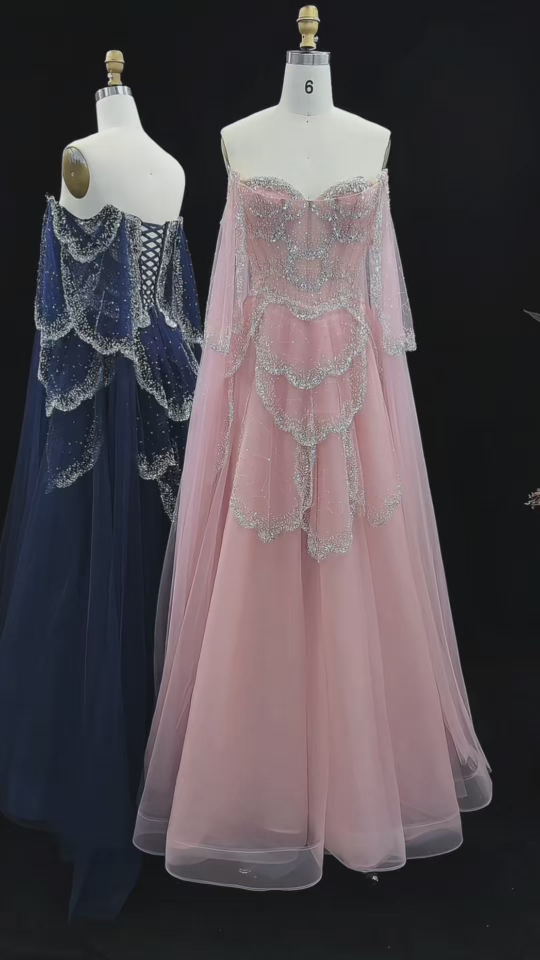 Load video: Mint Green Beaded Tulle Sweetheart Ball Gown Prom Dress SS215