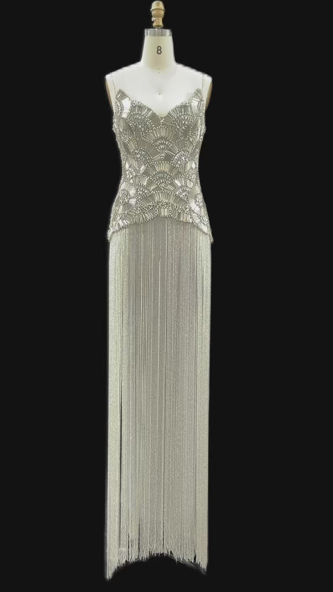 Carica video: Gold Embellished Bodice Floor Length Fringe Evening Dress for Formal Events SS336