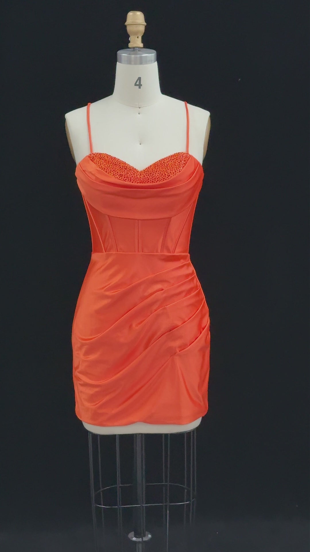 Cargar vídeo: Coral Satin Sweetheart Sheath Orange Homecoming Dress RM157