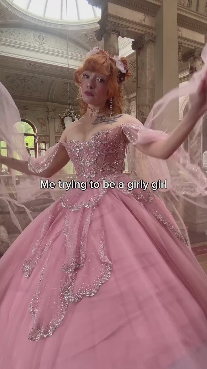 Load video: Mint Green Beaded Tulle Sweetheart Ball Gown Prom Dress SS215