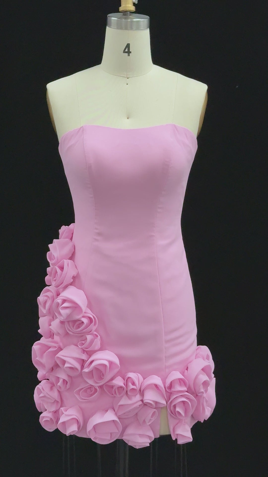 Load video: Luxury Pink Rose 3D Floral Homecoming Dress