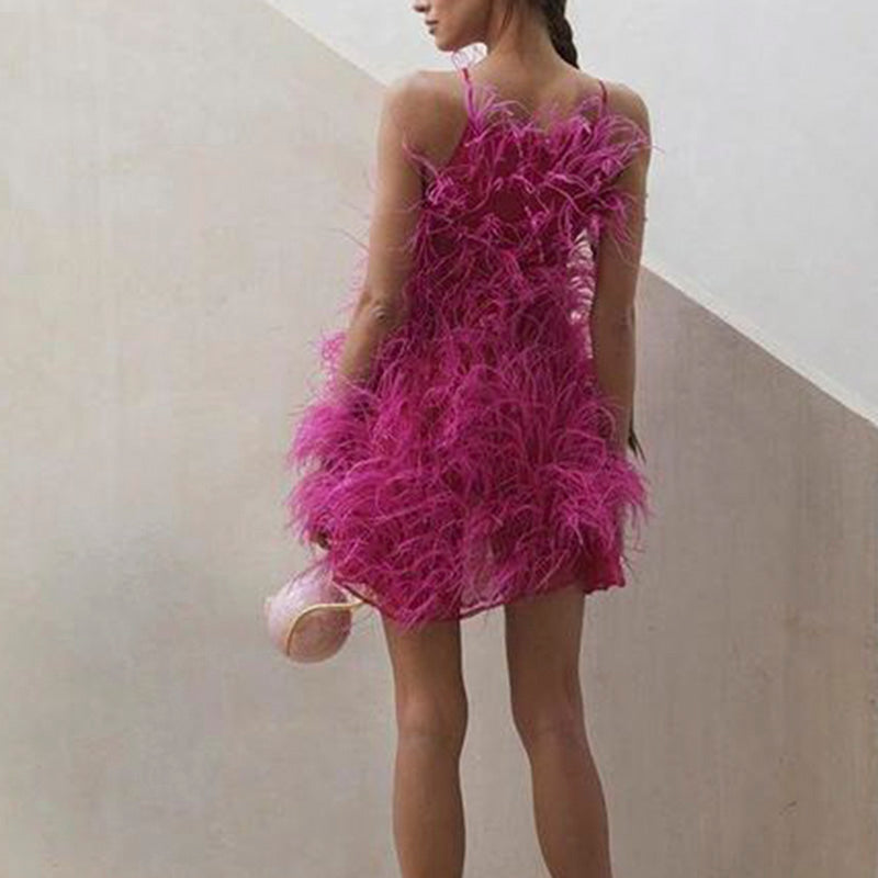 Fairy Relaxed Feather Cocktail Party Mini Gown RM089