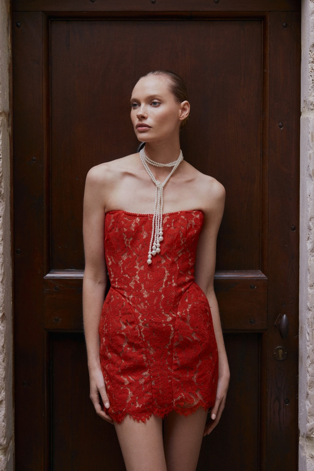 Glamorous Sheath Lace Homecoming Dress with Corset-Inspired Seam RM219 Sheer Fairy